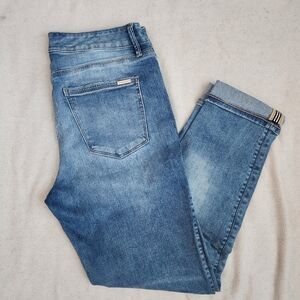 White House Black Market The Slim Crop Light Wash Cuffed Jeans Size 8